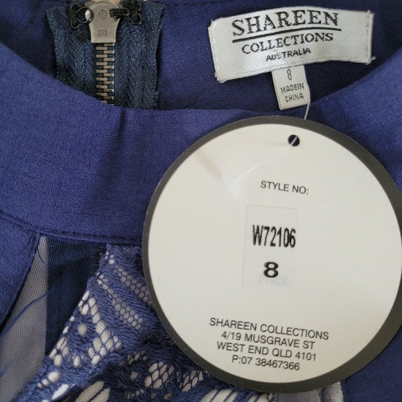 Shareen Collections Blue Lace & Mesh Bodycon Mini Dress Party Wedding Date - Picture 5 of 9